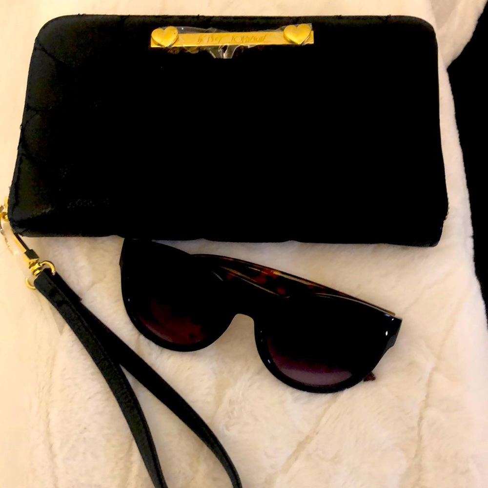 Betsey Johnson wristlet and sunglasses